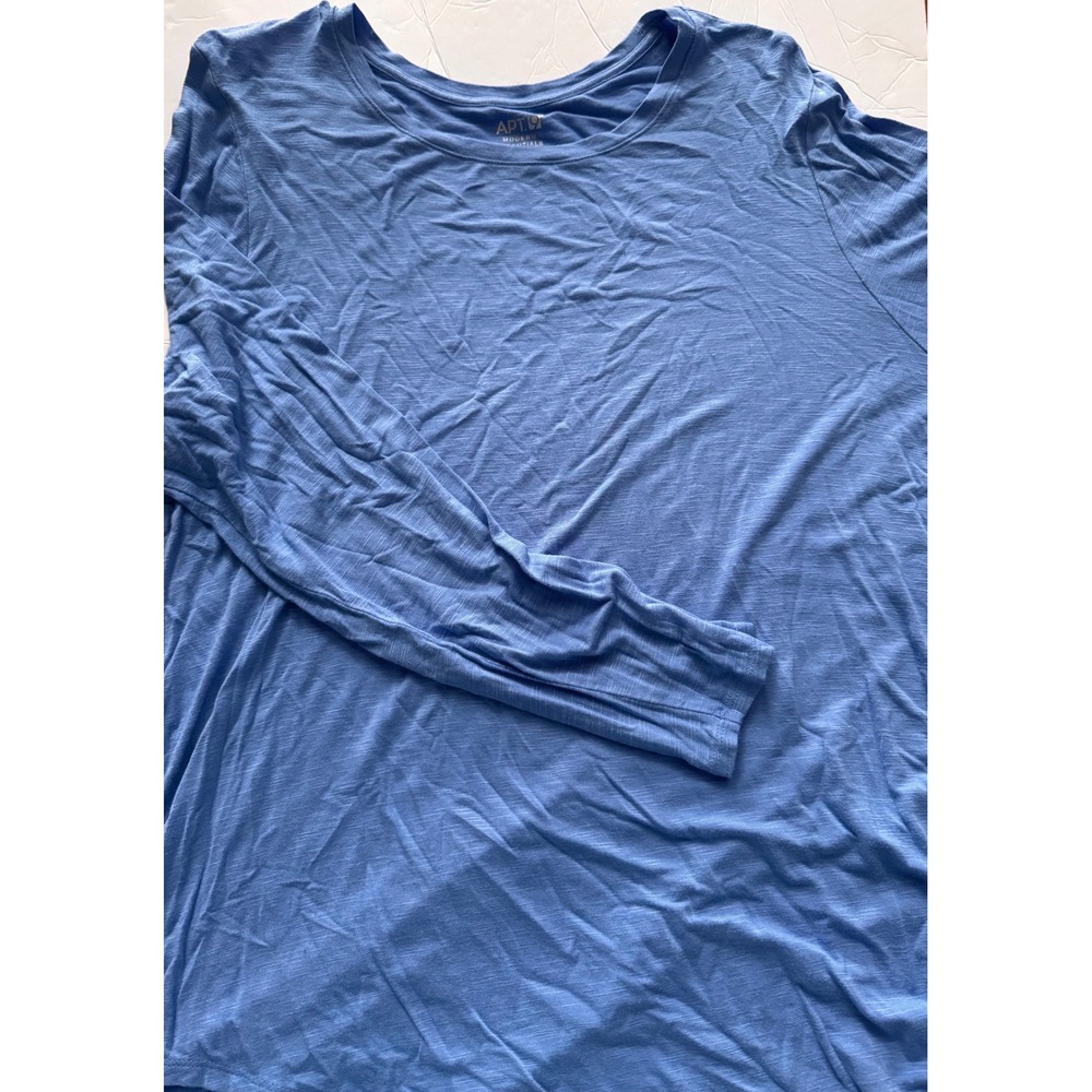 Apt 9 Modern Essentials Blue Slub Knit Long Sleeve Crew Shirtail Top XL